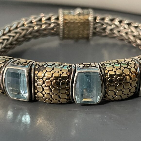 JOHN HARDY BRACELET BLUE TOPAZ 18K 925 - Picture 1 of 12